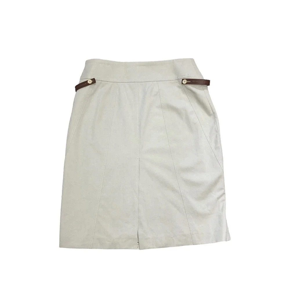 Gunex Skirt Womens Size 8 Tan Leather Strap Pencil Mini Minimalist Vintage Italy